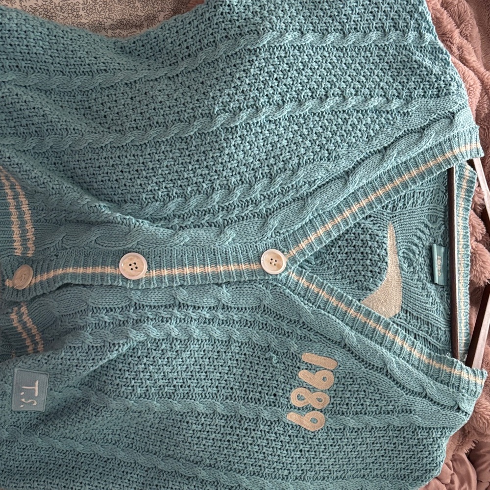 Taylor Swift Teal Cable Knit Cardigan